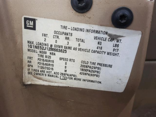 1G1NE52J12M663625 - 2002 CHEVROLET MALIBU LS Qızıl foto 10