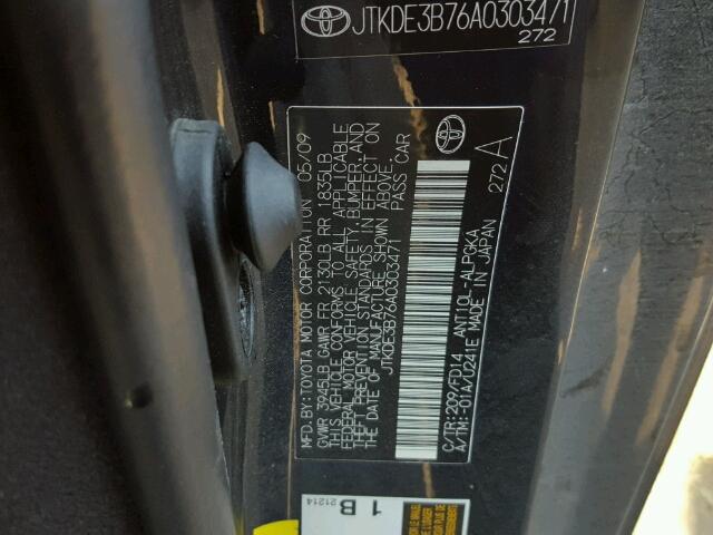 JTKDE3B76A0303471 - 2010 TOYOTA SCION TC 黑色 照片 10