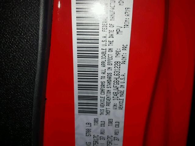 1C4BJWFG6HL631228 - 2017 JEEP WRANGLER U RED photo 10