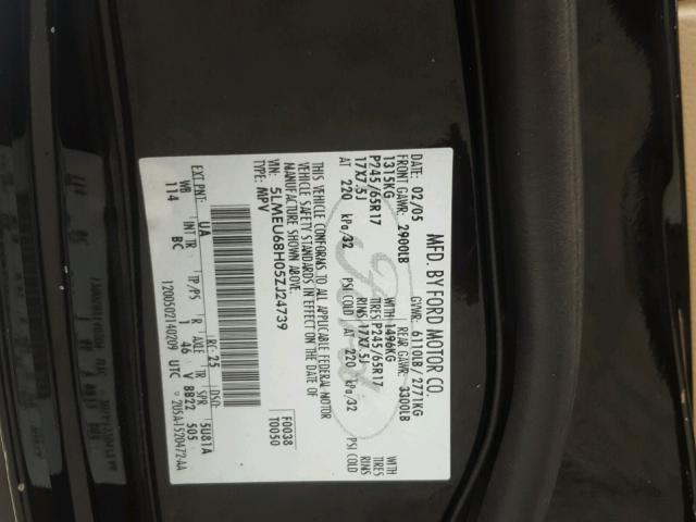 5LMEU68H05ZJ24739 - 2005 LINCOLN AVIATOR 黑色 照片 10