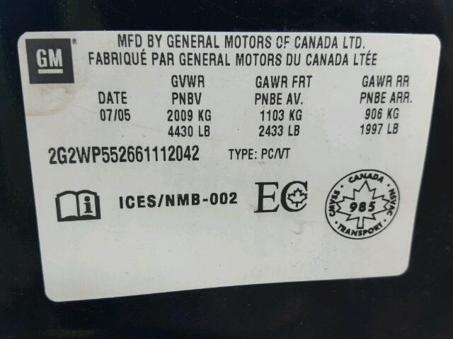 2G2WP552661112042 - 2006 PONTIAC GRAND PRIX RED photo 10