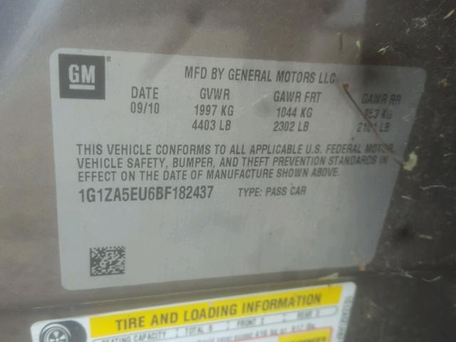 1G1ZA5EU6BF182437 - 2011 CHEVROLET MALIBU LS 棕色 照片 10