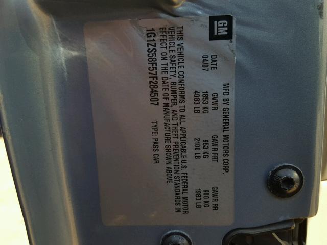 1G1ZS58F57F284507 - 2007 CHEVROLET MALIBU LS ლურჯი ფოტო 10