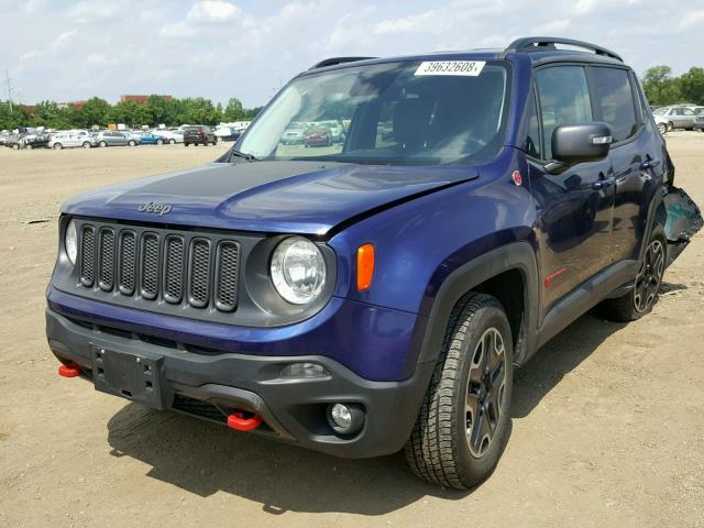 ZACCJBCT4GPE00160 - 2016 JEEP RENEGADE T BLUE photo 2