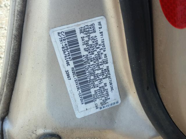 4T1BG12K7TU796313 - 1996 TOYOTA CAMRY DX BEIGE photo 10