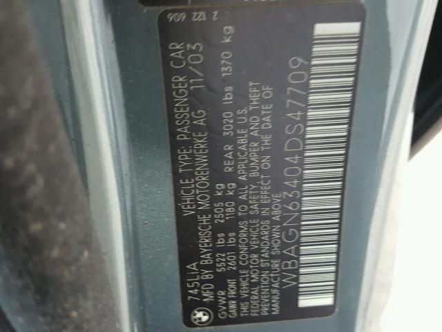 WBAGN63404DS47709 - 2004 BMW 745 LI Сұр фото 10