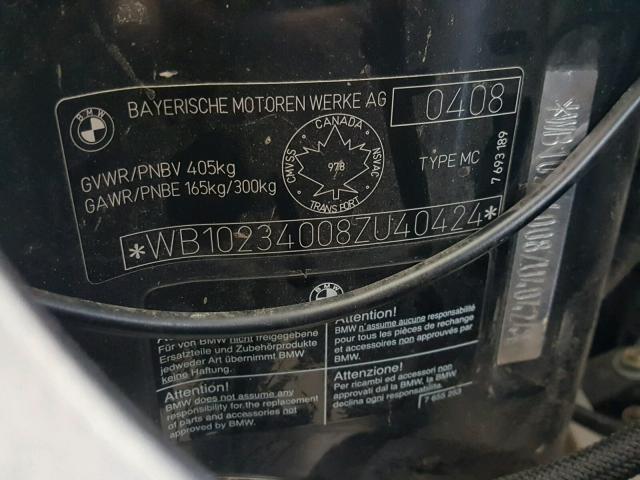 WB10234008ZU40424 - 2008 BMW F800 ST GRAY photo 10