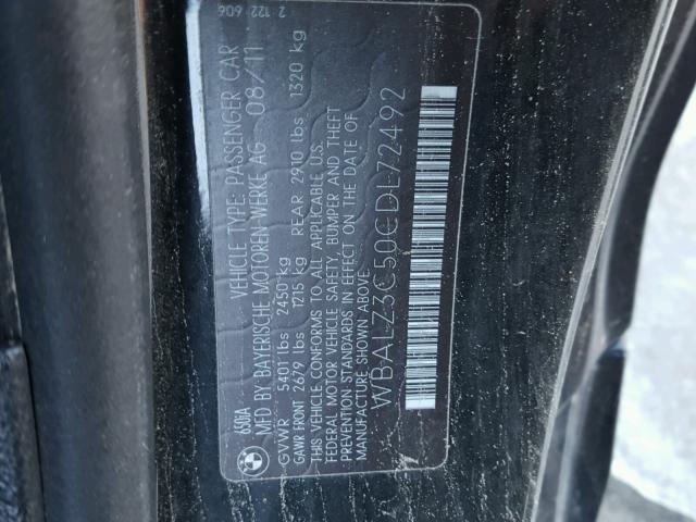 WBALZ3C50CDL72492 - 2012 BMW 650I BLACK photo 10