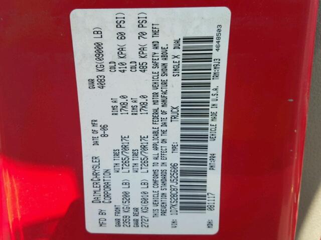 1D7KS28C87J525606 - 2007 DODGE RAM 2500 S Qırmızı foto 10