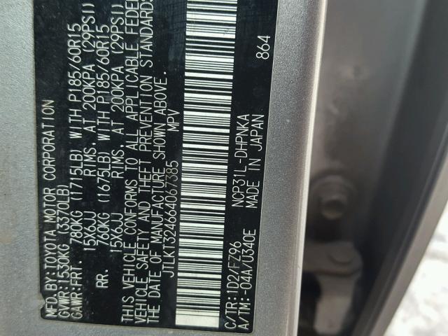 JTLKT324664067385 - 2006 TOYOTA SCION XB Boz foto 10