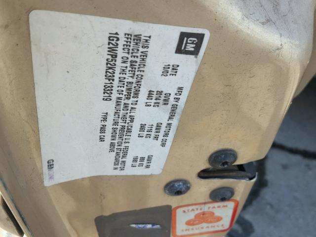 1G2WP52K23F133219 - 2003 PONTIAC GRAND PRIX GOLD photo 10