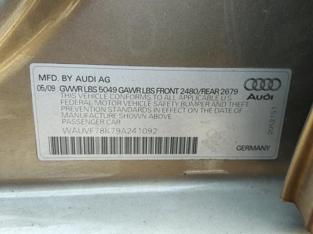 WAUVF78K79A241092 - 2009 AUDI A4 2.0T AV TAN photo 10