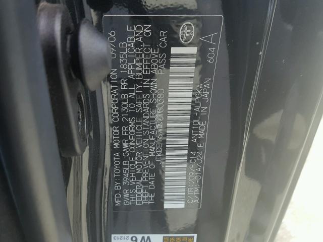 JTKDE167170180380 - 2007 TOYOTA SCION TC 黑色 照片 10