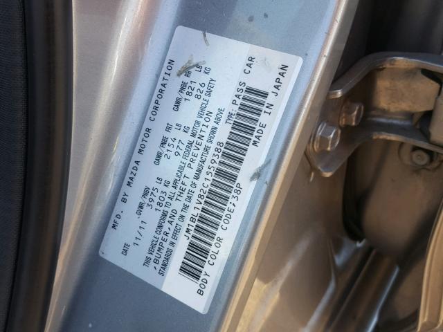 JM1BL1V82C1559388 - 2012 MAZDA 3 I GRAY photo 10