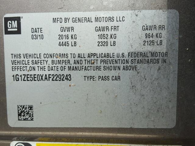 1G1ZE5E0XAF229243 - 2010 CHEVROLET MALIBU LTZ 棕色 照片 10