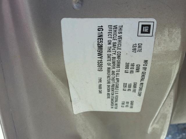 1G1NE52J6Y6227933 - 2000 CHEVROLET MALIBU LS TAN photo 10