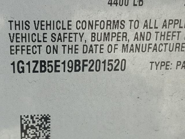 1G1ZB5E19BF201520 - 2011 CHEVROLET MALIBU LS Qara foto 10