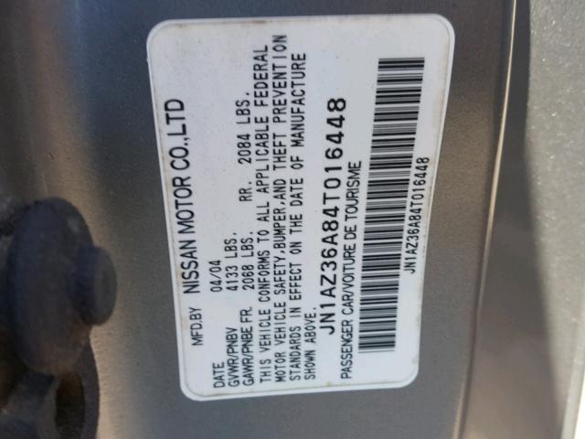 JN1AZ36A84T016448 - 2004 NISSAN 350Z ROADS GRAY photo 10