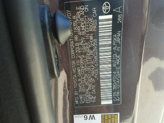 JTKDE167680239358 - 2008 TOYOTA SCION TC 紫色 照片 10