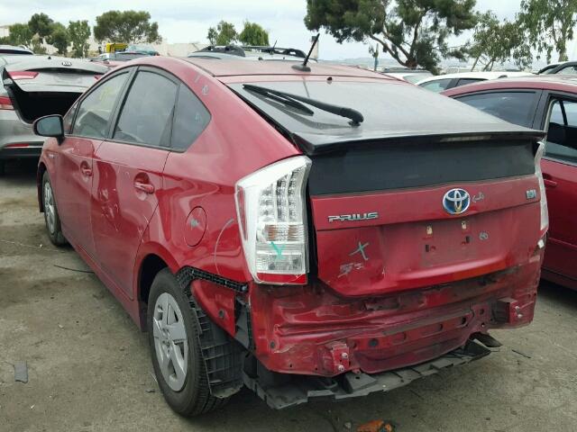 JTDKN3DU6A0176710 - 2010 TOYOTA PRIUS RED photo 3