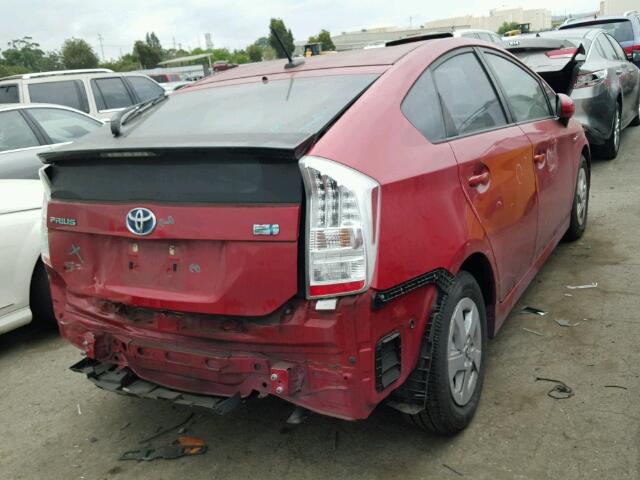 JTDKN3DU6A0176710 - 2010 TOYOTA PRIUS RED photo 4