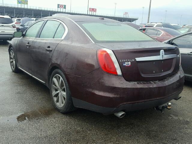 1LNHM93R89G625557 - 2009 LINCOLN MKS MAROON photo 3