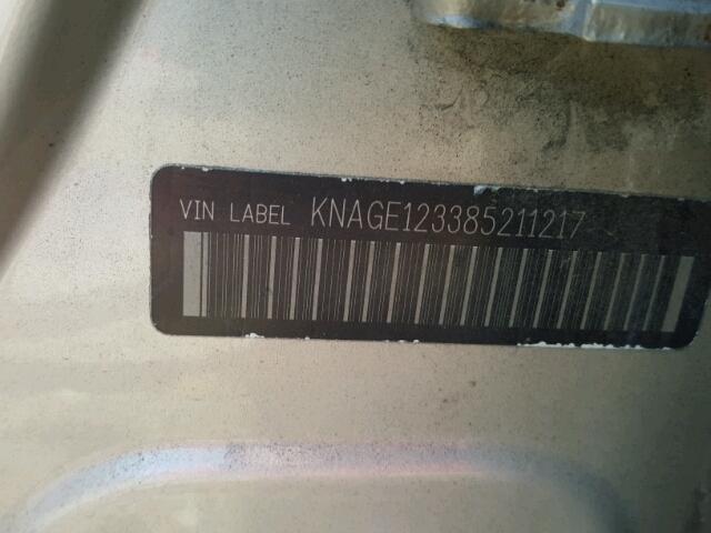 KNAGE123385211217 - 2008 KIA OPTIMA BEIGE photo 10