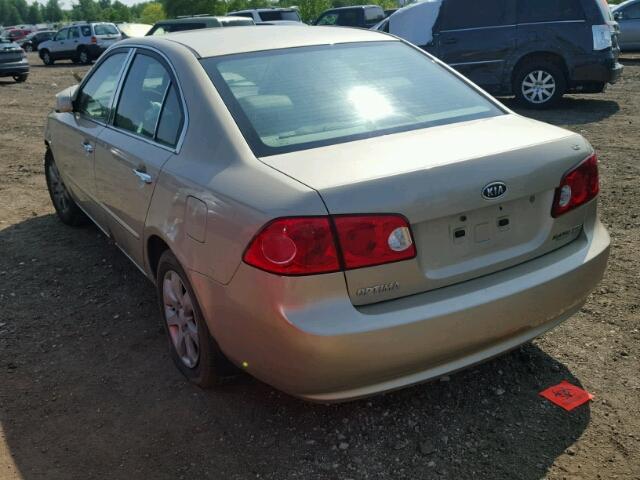 KNAGE123385211217 - 2008 KIA OPTIMA BEIGE photo 3