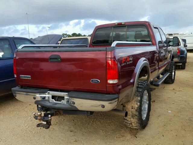 1FTWW31P95EB41746 - 2005 FORD F350 RED photo 4