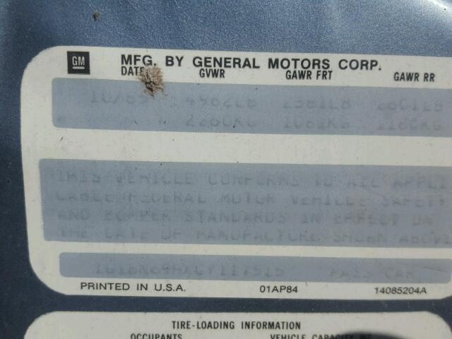 1G1BN69HXGY117515 - 1986 CHEVROLET CAPRICE CL 蓝色 照片 10