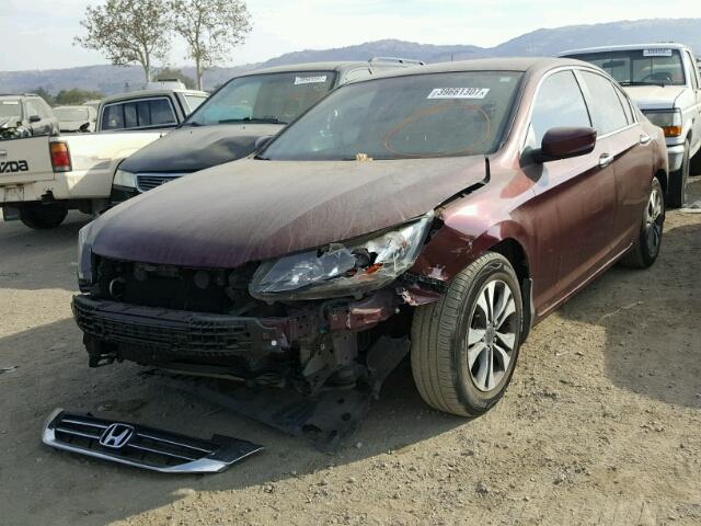 1HGCR2F39DA126178 - 2013 HONDA ACCORD LX MAROON photo 2