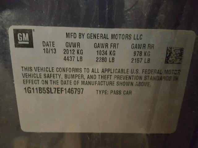 1G11B5SL7EF146797 - 2014 CHEVROLET MALIBU LS BLUE photo 10