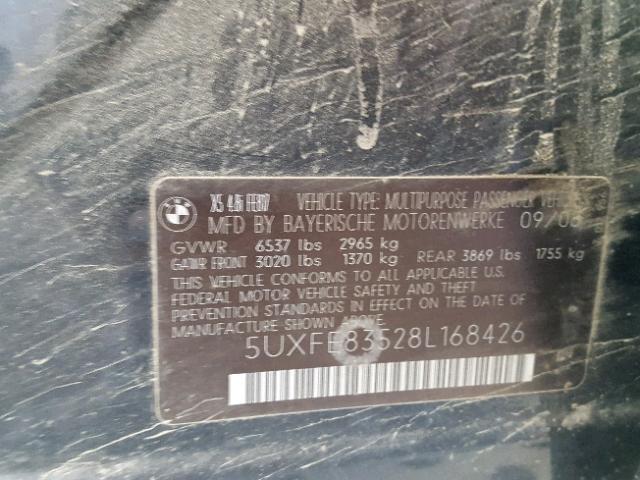 5UXFE83528L168426 - 2008 BMW X5 4.8I BLACK photo 9