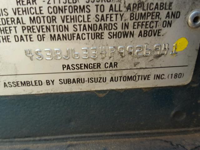 4S3BJ6334P9926941 - 1993 SUBARU LEGACY L GREEN photo 10