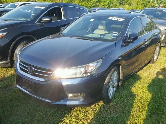 1HGCR3F81EA035232 - 2014 HONDA ACCORD BLUE photo 2