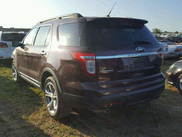 1FMHK7F8XBGA53670 - 2011 FORD EXPLORER MAROON photo 3