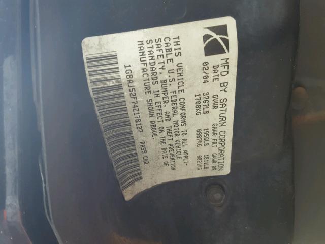 1G8AJ52F74Z178127 - 2004 SATURN ION BLACK photo 10