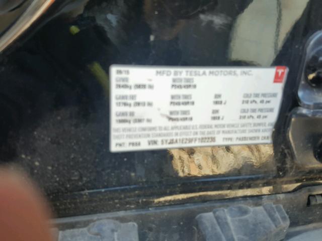 5YJSA1E29FF102235 - 2015 TESLA MODEL S BLACK photo 10