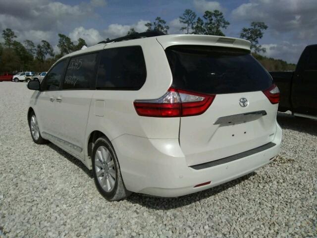 5TDYK3DC5FS612803 - 2015 TOYOTA SIENNA XLE WHITE photo 3