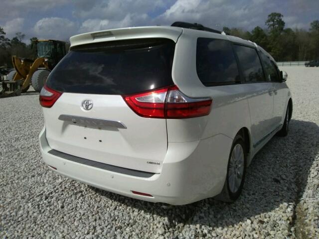 5TDYK3DC5FS612803 - 2015 TOYOTA SIENNA XLE WHITE photo 4