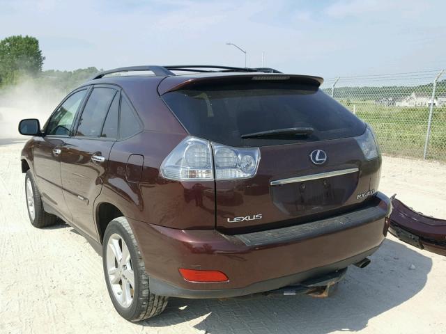 JTJHW31U682859482 - 2008 LEXUS RX 400H BURGUNDY photo 3