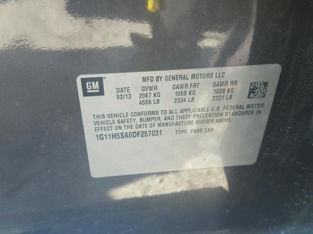 1G11H5SA6DF257031 - 2013 CHEVROLET MALIBU LTZ 灰色 照片 10