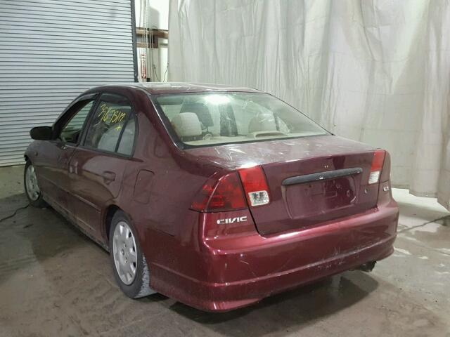 1HGES16593L021992 - 2003 HONDA CIVIC LX RED photo 3