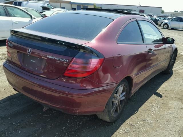 WDBRN47J62A313323 - 2002 MERCEDES-BENZ C 230K SPO RED photo 4