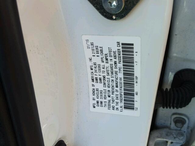 1HGCR6F51FA006144 - 2015 HONDA ACCORD HYB WHITE photo 10