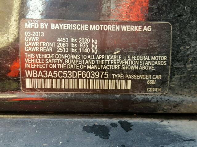 WBA3A5C53DF603975 - 2013 BMW 328 BLACK photo 10