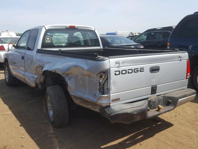 1B7GL22X21S203330 - 2001 DODGE DAKOTA SILVER photo 3