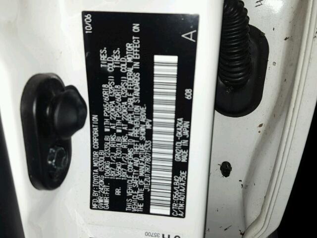 JTEZU17R778071533 - 2007 TOYOTA 4RUNNER LI WHITE photo 10