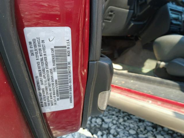 4S3BG6851W7636966 - 1998 SUBARU LEGACY 30T RED photo 10