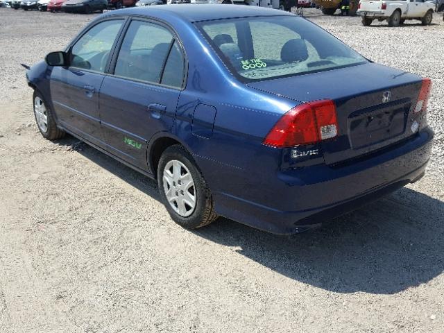 1HGEN26545L000029 - 2005 HONDA CIVIC GX BLUE photo 3